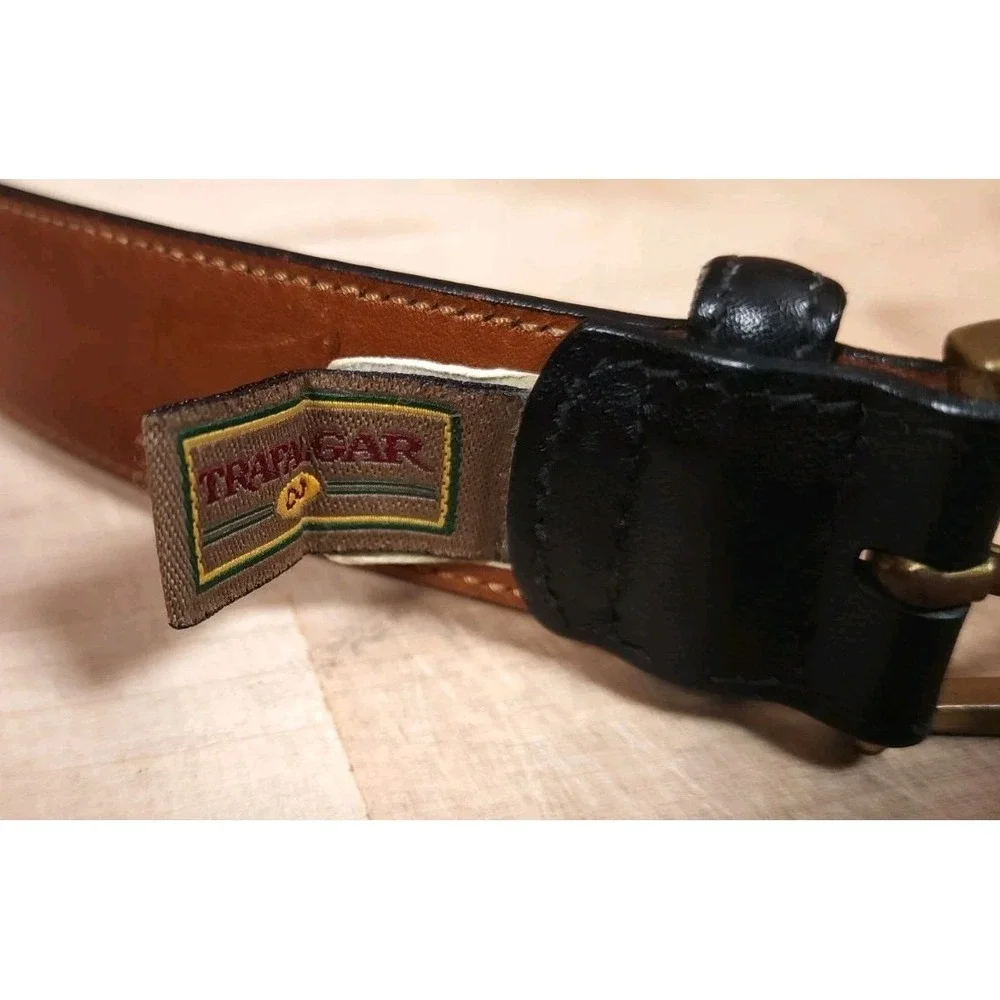 Trafalgar Bos Taurus Midwestern‎ Basic Glove Leather Black Belt 34 Handmade USA